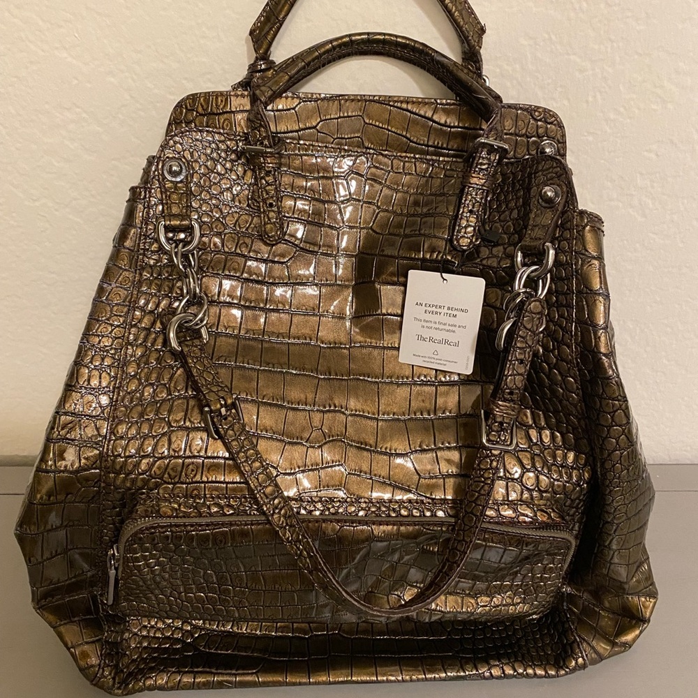 Dolce & gabbana D&G croc embossed metallic miss pocket tote satchel shoulder bag
